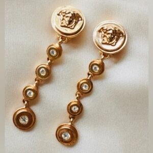 Versace Gold Medusa Drop Earrings